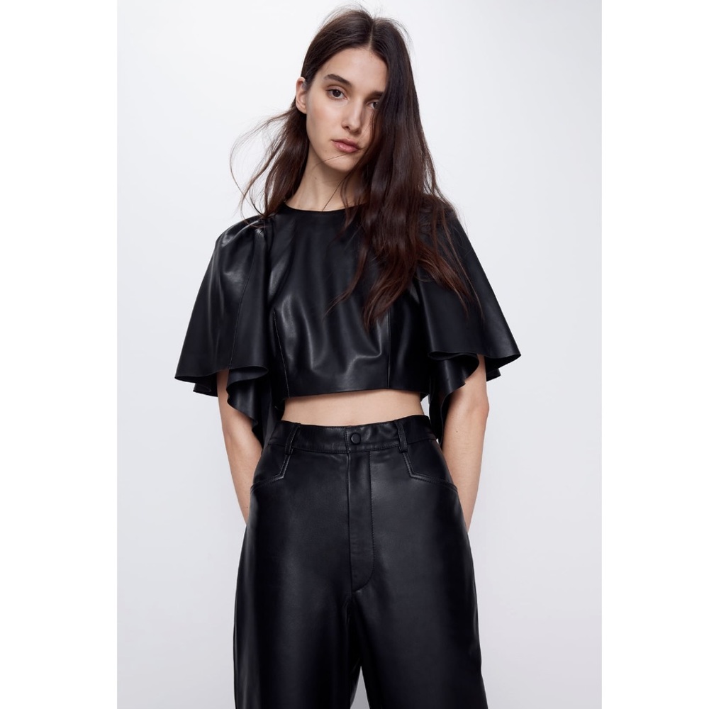 NEW REAL LEATHER ZARA VALENTINE DATE  TOP